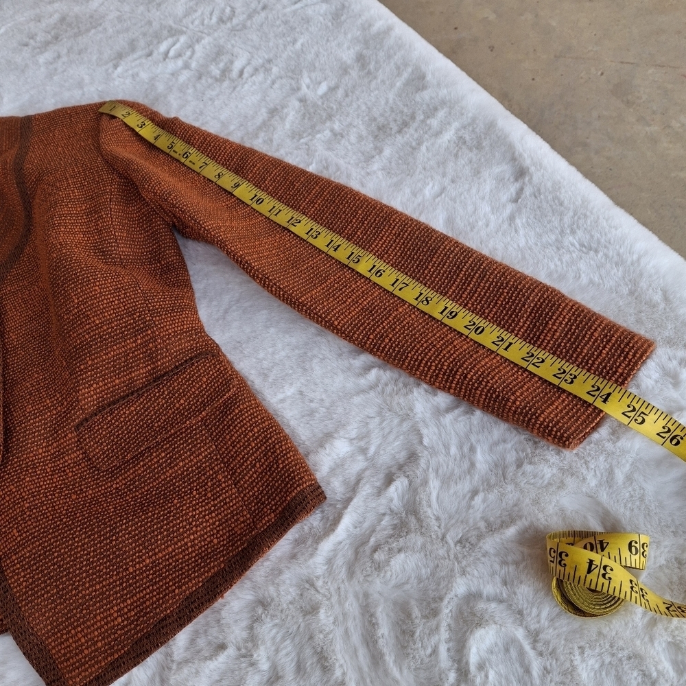 Etcetera Textured Tweed Orange Button-Up Long Sleeve Blazer Women Size 2 - Picture 16 of 16